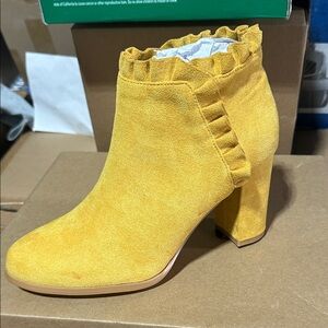 Yellow Ruffle Ankle Boots